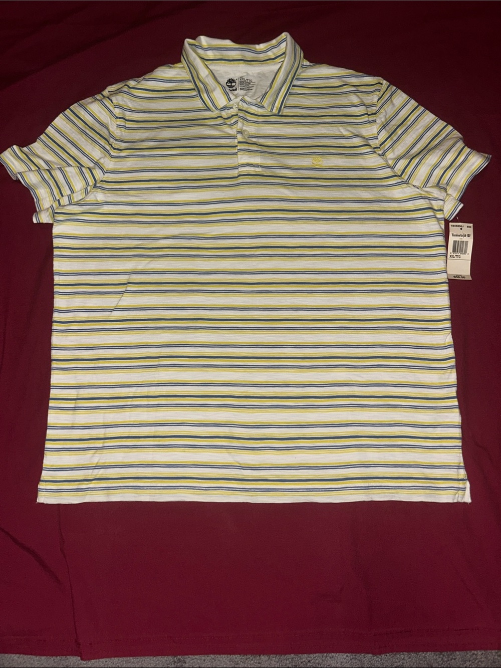 Men's Striped Polo in White, Yellow & Blue - Casual Short Sleeve